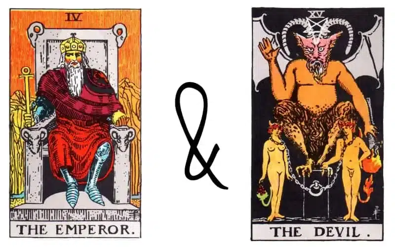 combinación de cartas del tarot emperador y diablo